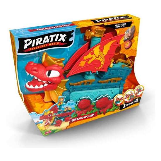 FIGURA PIRATIX S DRAGON SHIP.TRANSFORMACIÓN TRES MODOS EN UNO.AIRE,MAR Y TIERRA. 39,5X29X19 CM image 0