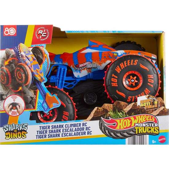 COCHE RADIO CONTROL HOT WHEELS MONSTER TRUCKS TIGER SHARK CLIMBER. ESCALA 1:15 image 0