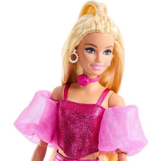 MUÑECA BARBIE DELUXE METALIZADA CON CORSET ROSA. image 1
