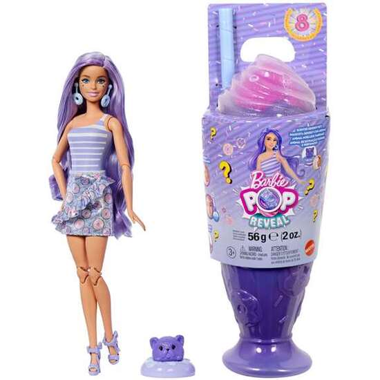 MUÑECA SORPRESA BARBIE POP REVEAL CON VASO MORADO. INCLUYE 8 SORPRESAS - MODELOS SURTIDOS image 0