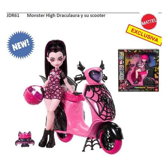 MUÑECA MONSTER HIGH DRACULAURA Y SU SCOOTER. 21,30X27,90X9,74 CM image 0