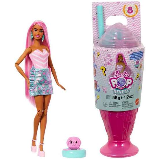 MUÑECA SORPRESA BARBIE POP REVEAL CON VASO ROSA. INCLUYE 8 SORPRESAS. image 0