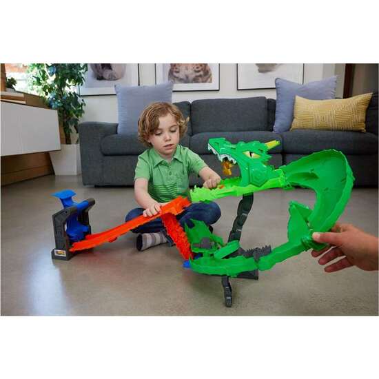 PISTA HOT WHEELS MONSTER TRUCKS SHARKS VS DINOS DRAGON DESTRUCTION. INCLUYE 2 COCHES. 53,34X60X35,56 CM image 1