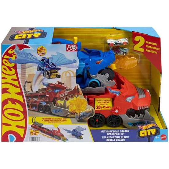 VEHICULOHOT WHEELS CITY DRAGÓN TRANSPORTADOR. INCLUYE 2 COCHES. image 0