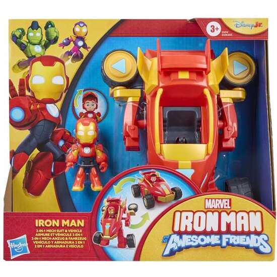 FIGURA ACCIÓN IRON MAN AND HIS AWESOME FRIENDS, VEHÍCULOS Y ARMADURAS, 2 EN 1 image 0