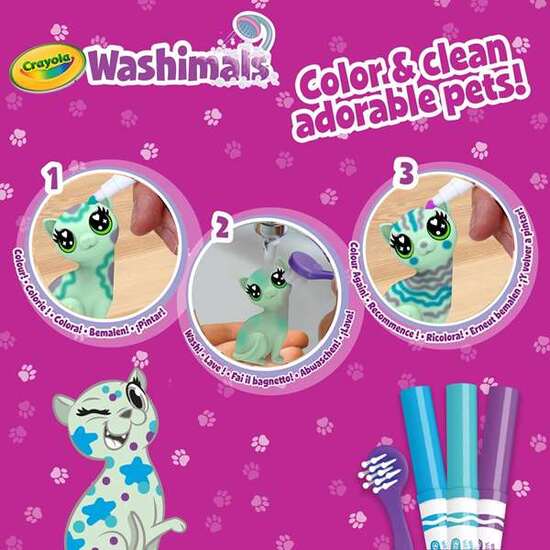 WASHIMALS PETS - SET 3 MASCOTAS COLORES PASTEL image 1