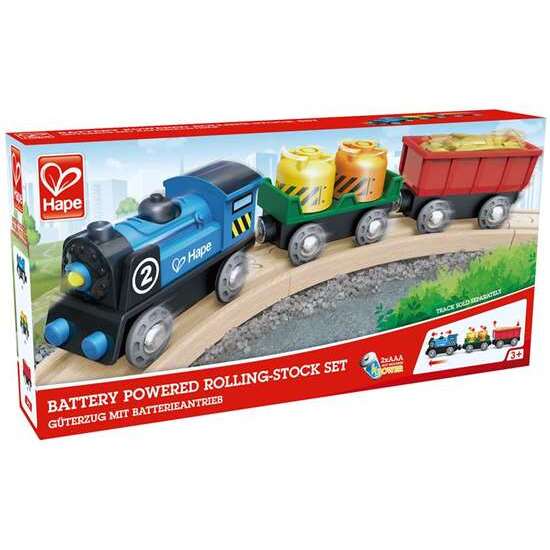 TREN DE MERCANCÍAS DE MADERA CON LUZ FUNCIONEA CON PILAS 29X5X3.50 CM image 0