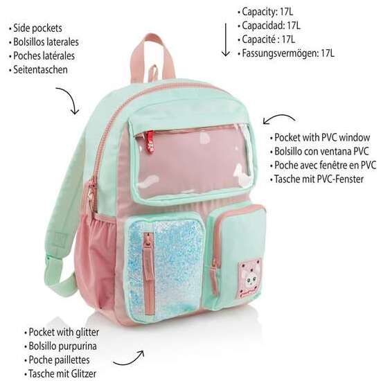 MOCHILA BOLSILLO 4 COMP. ROSA B2F image 2