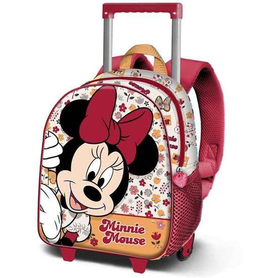 MOCHILA 3D CON RUEDAS PEQUEÑA MINNIE MOUSE FLOWERED 26 X13 X34 CM image 0