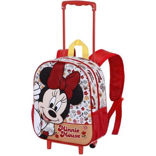 MOCHILA 3D CON RUEDAS PEQUEÑA MINNIE MOUSE FLOWERED 26 X13 X34 CM image 1