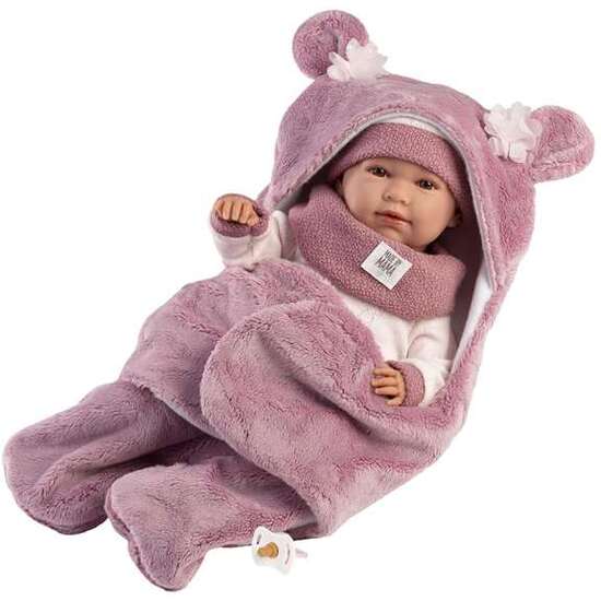 MUÑECA MIMI LLORONA CON SAQUITO FUCXIA 42CM, CUERPO DE TELA Y MECANISMO DE SONIDO image 3