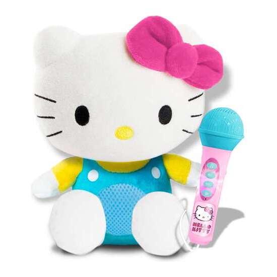 AMPLIFICADOR PELUCHE CON MICRO Y CABLE HELLO KITTY. PUEDES CANTAR Y GRABAR TU VOZ CON MÚSICA.22X18X26 CM image 0