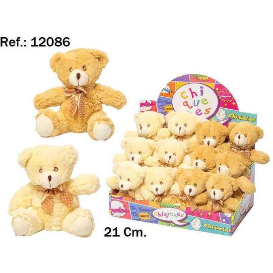 PELUCHE OSITO LAZO 2 COLORES 21CM. (EXP 12 PIEZAS) image 0