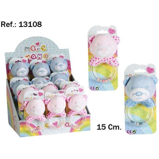 SONAJERO MANO NUTRIA BEBE 15CM. 2 COLORES (EXP 12 PIEZAS) image 1