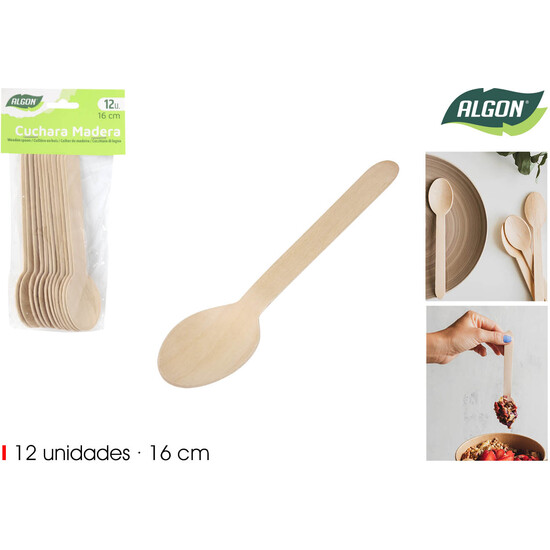 SET12 CUCHARA MADERA 16CM ALGON image 0