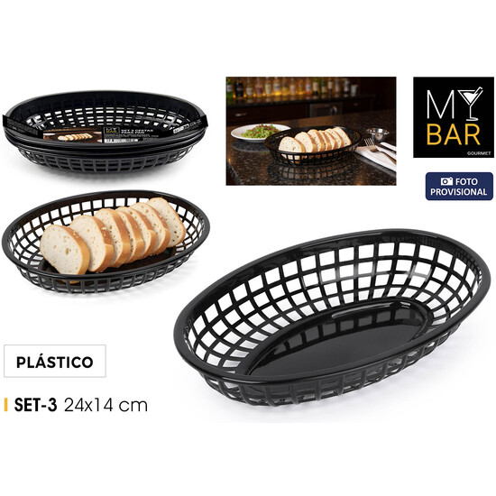 SET3 CESTAS PAN OVAL PP 24X14CM MY BAR image 0