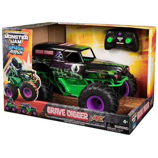COCHE RADIO CONTROL MONSTER JAM SMASH AND BASH GRAVE DIGGER. 24,77X3,81C25,4 CM image 0
