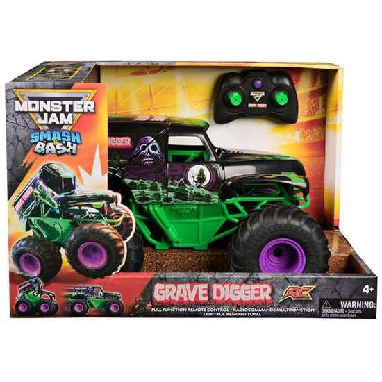 COCHE RADIO CONTROL MONSTER JAM SMASH AND BASH GRAVE DIGGER. 24,77X3,81C25,4 CM image 1