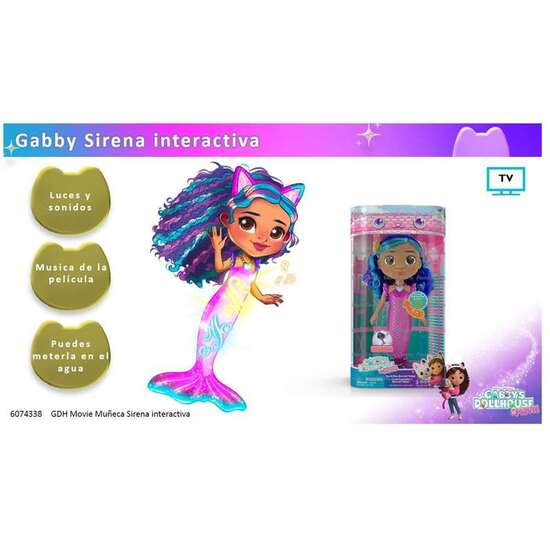 MUÑECA SIRENA INTERACTIVA LA CASA DE MUÑECAS DE GABBY LA PELICULA CON LUCES Y SONIDOS. image 3