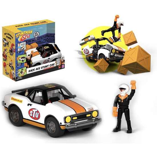 COCHE ACROBÁTICO RACE ACE STUNTMAN STU 30X24X16 CM. SE DESMONTA Y LANZA AL PILOTO POR LOS AIRES! image 0
