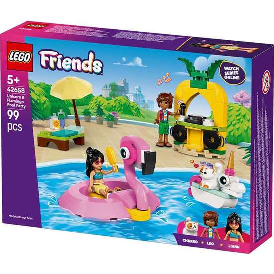 FIESTA EN LA PISCINA CON FLAMENCO Y UNICORNIO LEGO FRIENDS image 1