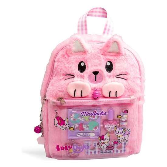MOCHILA MARTINELIA LULU & DUKI.CONTIENE 6 SOMBRAS DE OJOS Y APLICADOR, LÁPIZ Y BRILLO LABIAL, ESMALET DE UÑAS Y SEPARADOR DE DEDOS image 0