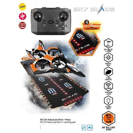 DRON RADIO CONTROL AIR FALCON JET DRON MAS PISTA. 2.4 GHZ. CON LUCES LED. image 0