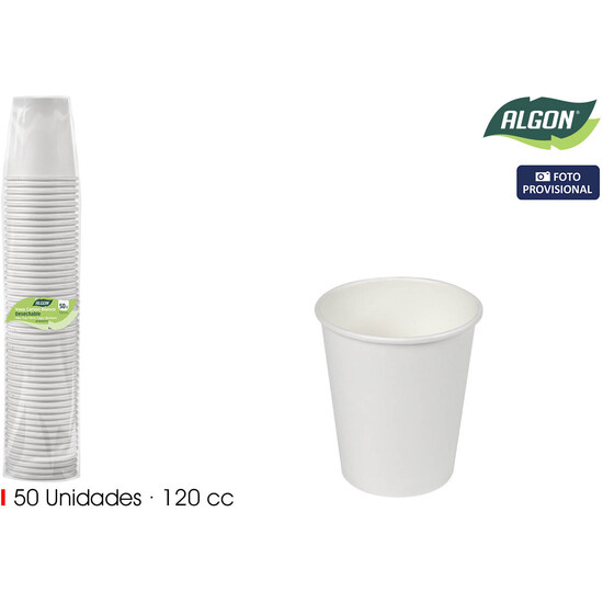 SET50 VASO BLANCO CARTON 120CC ALGON image 0