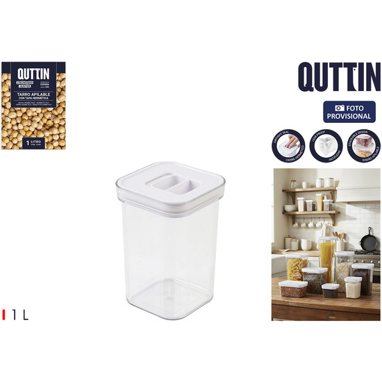 TARRO PET CUAD.C/TAPA HERMETICO 1L QUTTIN image 0