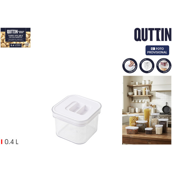 TARRO PET CUAD.C/TAPA HERMETIC.0.4L QUTTIN image 0