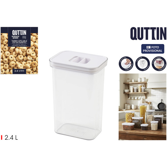 TARRO PET RECT.C/TAPA HERMETIC.2.4L QUTTIN image 0