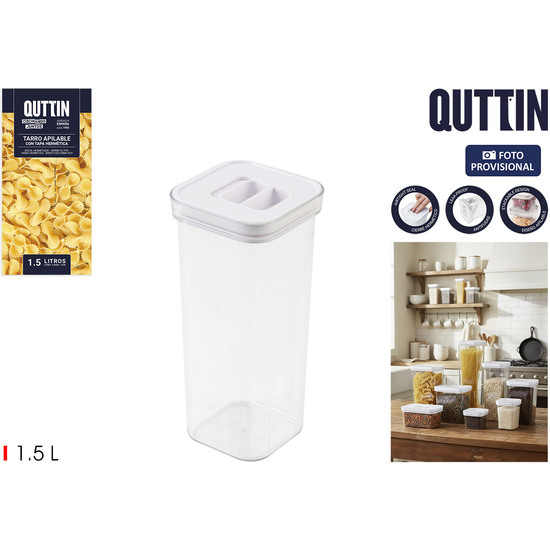 TARRO PET CUAD.C/TAPA HERMETIC.1.5L QUTTIN image 0
