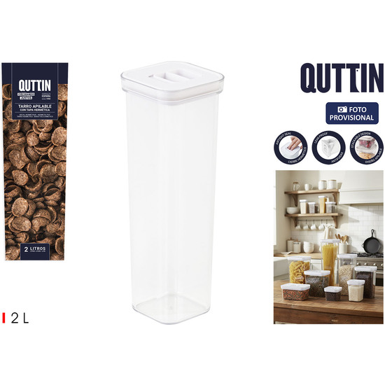 TARRO PET CUAD.C/TAPA HERMETICO 2L QUTTIN image 0