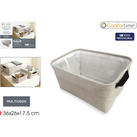 CESTA ALMACENAJE RECT.36X26X17.5CM CONFORTIME image 0