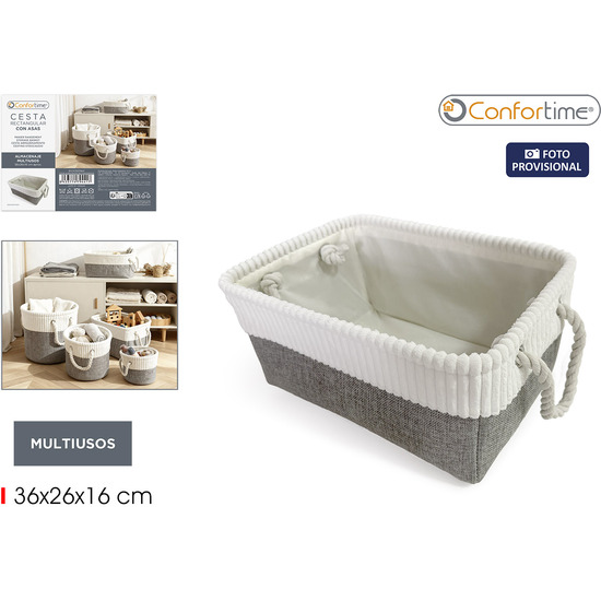 CESTA ALMACENAJE RECT.36X26X16CM CONFORTIME image 0