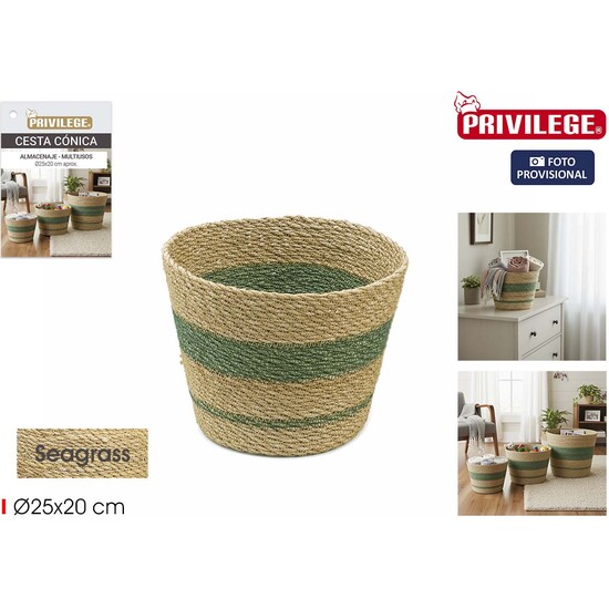 CESTA ALMACENA.CONICA SEAGRASS 25CM PRIVILEGE image 0
