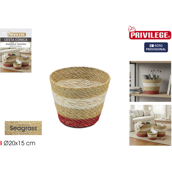 CESTA ALMACENA.CONICA SEAGRASS 20CM PRIVILEGE image 0