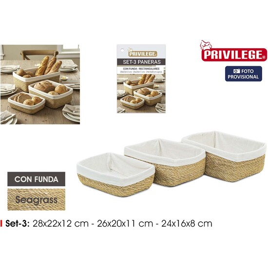 SET3 PANERAS RECT.C/FUNDA 28/26/24 PRIVILEGE image 0