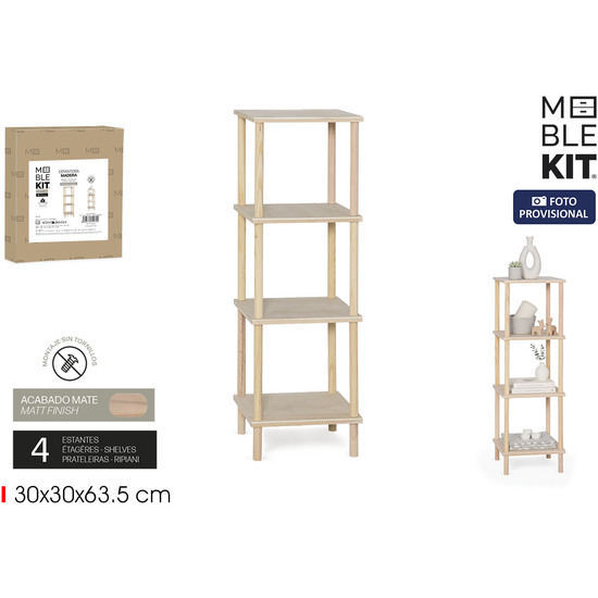 ESTANTERIA MADERA 4 NIVELES NATURAL MOBLEKIT image 0