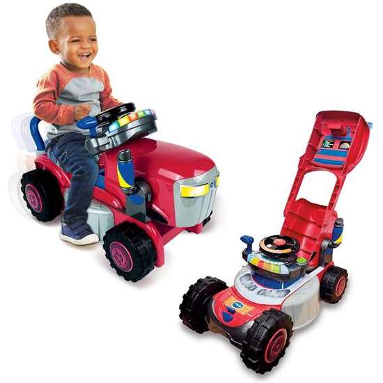 TRICICLO 2 EN 1 CONVERTIBLE EN TRACTOR Y CORTACÉSPED ROJO 55X15X38 CM image 2