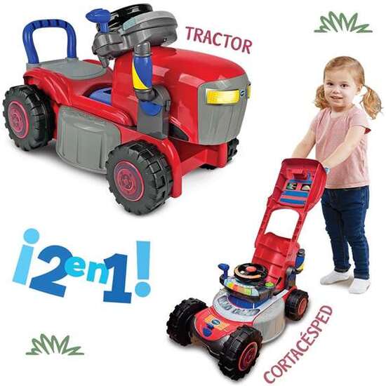 TRICICLO 2 EN 1 CONVERTIBLE EN TRACTOR Y CORTACÉSPED ROJO 55X15X38 CM image 6
