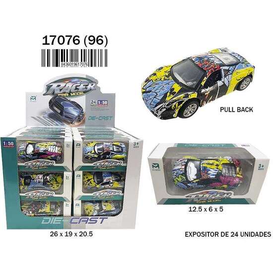 JUGUETE COCHE GRAFFITY PULL BACK, EN CAJA ESCALA 1:50 image 0