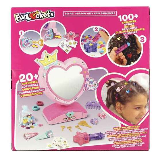ESPEJO SECRETO FUN LOCKETS LLENO DE COMPARTIMENTOS. INCLUYE MÁS DE 20 SORPRESAS Y UN APLICADOR CON BRILLOS PARA EL PELO. image 1