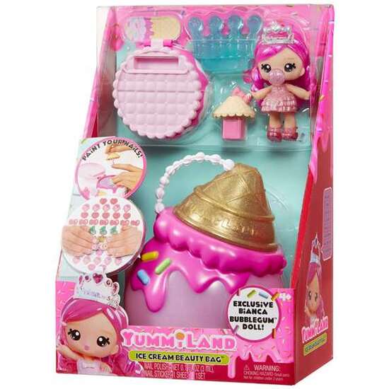 MUÑECA BRILLO DE LABIOS YUMMILAND. BOLSO DE BELLEZA HELADO. INCLUYE PINTAUÑAS,PEGATINAS Y LOCIÓN CORPORAL . image 0