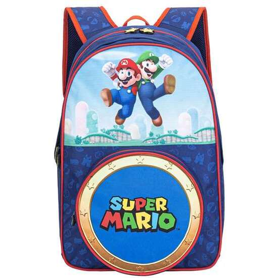 SUPER MARIO MOCHILA. BOLSILLO FONTAL REDONDO. INTERIOR TOTALMENTE FORRADO Y PERSONALIZADO.28 X 23 X 10 CM. image 0