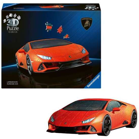 PUZZLE 3D LAMBORGHINI HURACÁN EVO ORANGE 108 PIEZAS. image 0