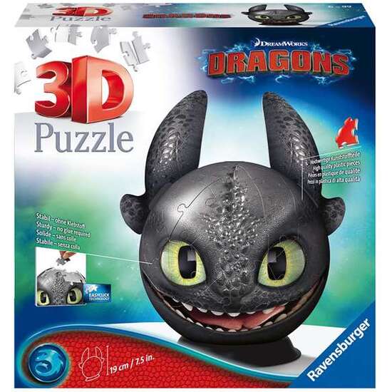PUZZLE 3D 72 PIEZAS DRAGON TRAINER CON OREJAS 19 CM. image 0