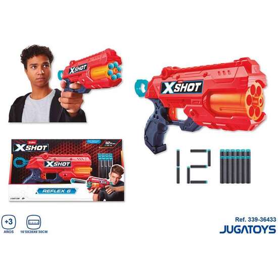 PISTOLA X-SHOT REFLEX 6, INCLUYE 12 DARDOS 165X28X630CM image 0