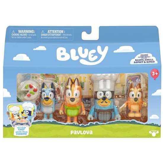 FIGURAS DE BLUEY Y SU FAMILIA.BLUEY, BINGO, BANDIT Y CHILL, CON TEMÁTICA CHEF image 0