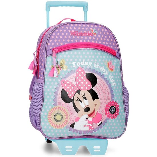 DISNEY MINNIE MOCHILA ESCOLAR CON CARRO POLIÉSTER TODAY IS MY DAY MORADO image 0